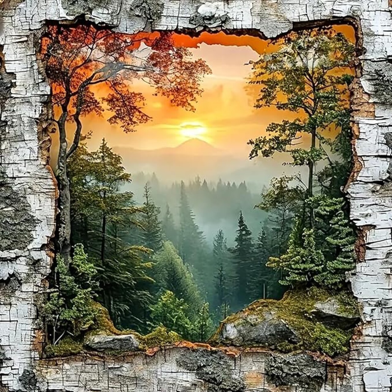 5D Diamond Art Kits for Adults Beginners, Forest Landscape Diamond Painting Kits, DIY Full Round Drill Paint by Diamonds Dot Gem Art for Adults, Home Wall Decor 13.7X 13.7 Inch